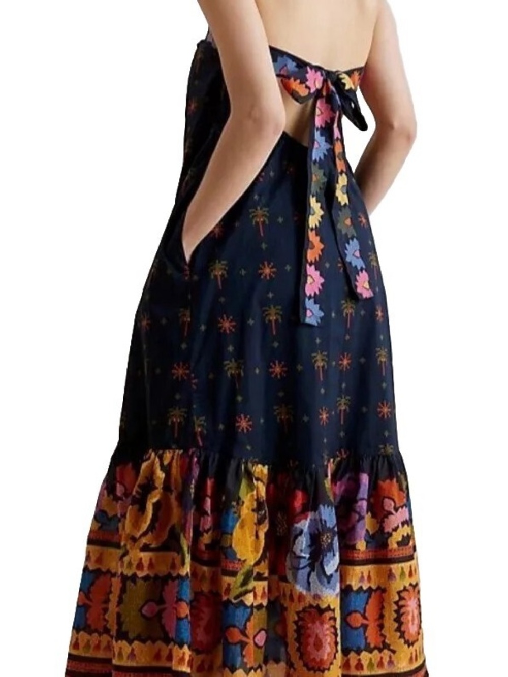 FARM Rio - Folklore Black Strapless Maxi Dress with embroidery and vibrant desig - Picture 2 of 12